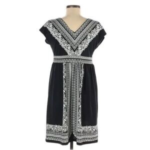 Elegant Black Midi Dress with White Detailing